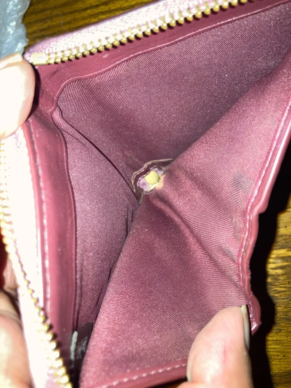 Coach Pebbled Leather Compact Zip Around Wallet with Gold Stud Accents Pink - Picture 8 of 9